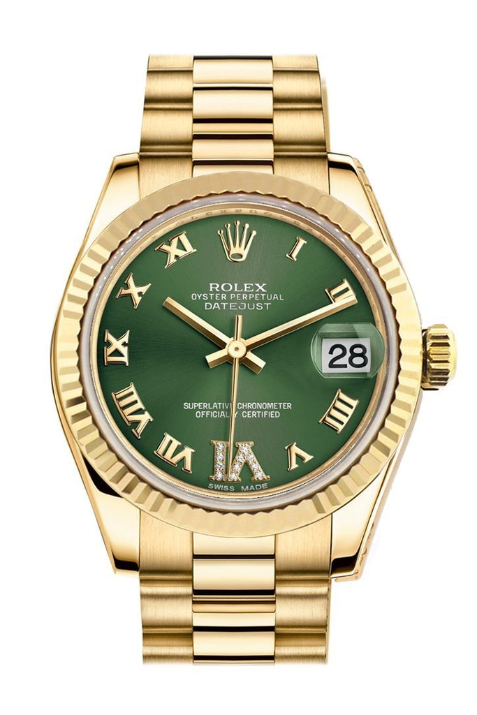 rolex datejust green gold