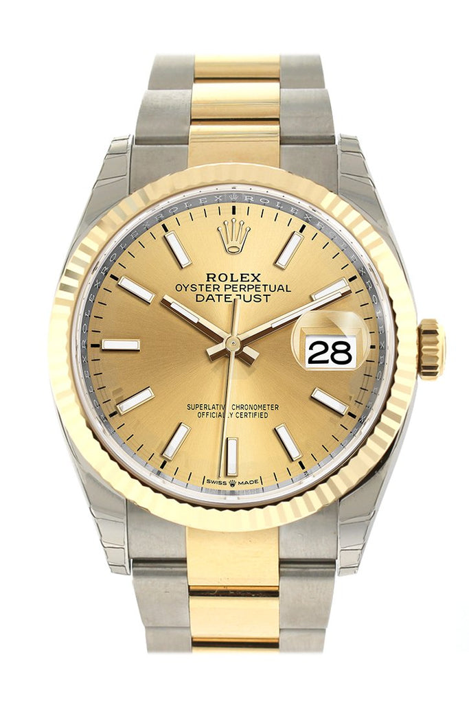 rolex datejust two tone champagne dial