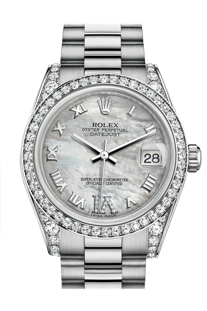 rolex white gold and diamond watch