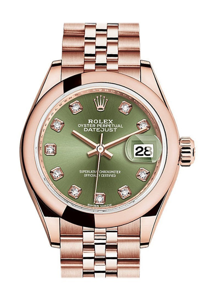 datejust rose gold green