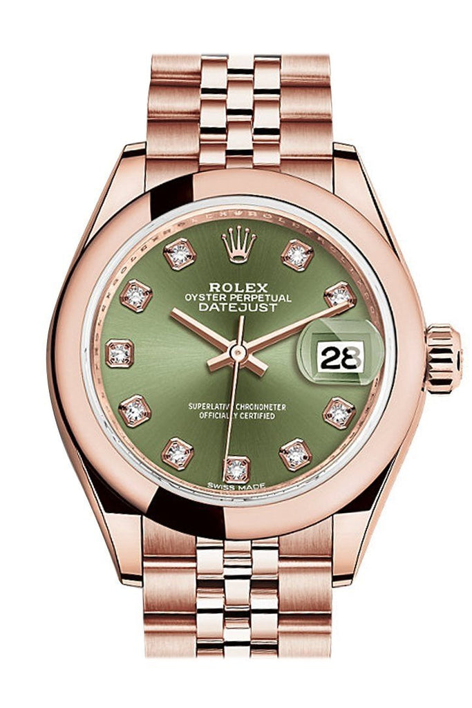 rose gold rolex green face