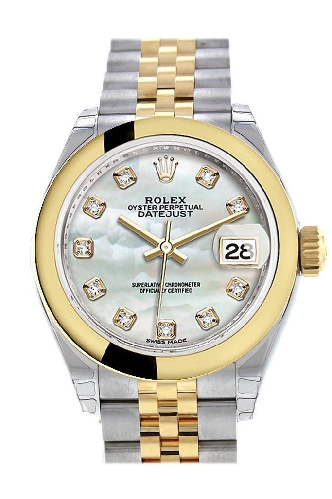 Rolex 279163 Datejust 28 Pearl Diamond Dial Yellow Gold Jubilee Ladies ...