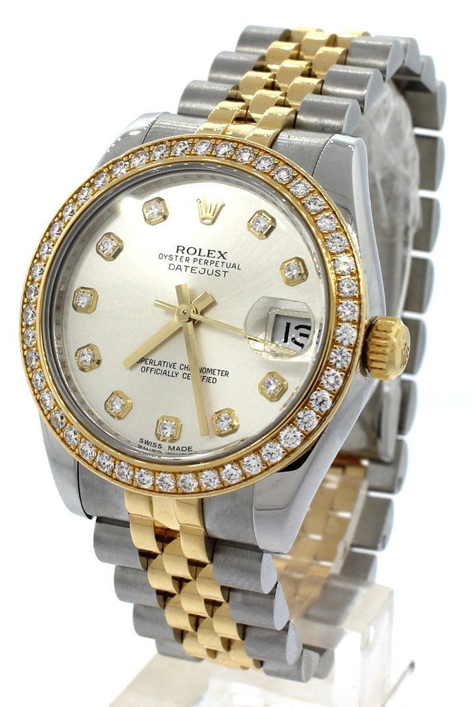 rolex gold and silver diamond watch