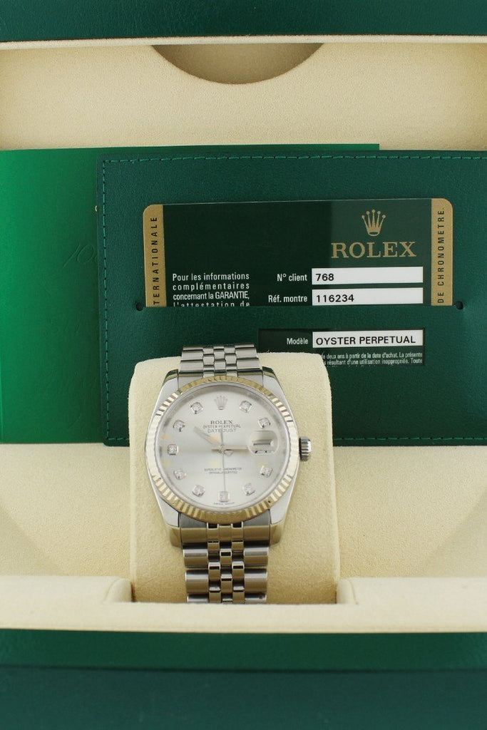 rolex datejust 36 pre owned