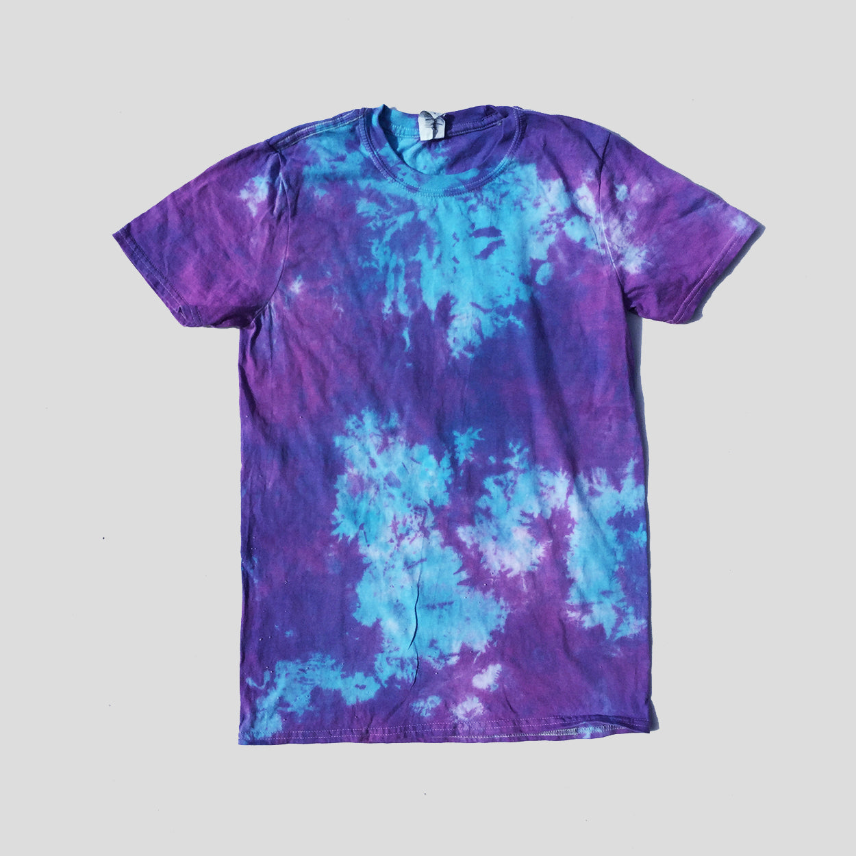 red blue and purple tie dye shirt