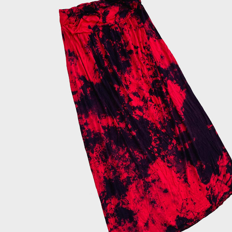 Red/Black Tie Dye Midi Skirt
