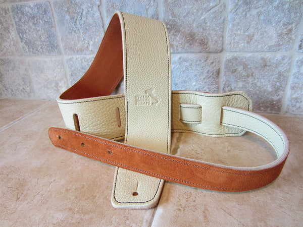  Inch Wide Crema Leather Guitar Straps: – Italia Leather Straps