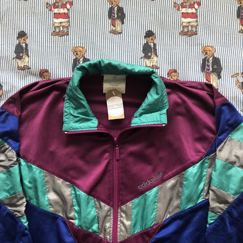 vintage 90's blue and burgundy adidas track jacket