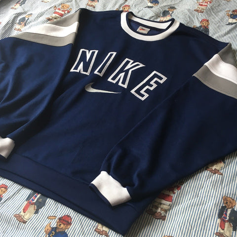 navy nike sweatshirt vintage