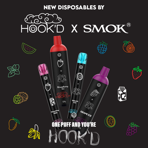 Smok X Hookd Disposable Vape Pen 1000-4000 Puffs Synthetic Nicotine