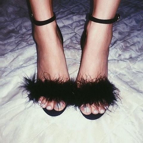 faux fur high heels