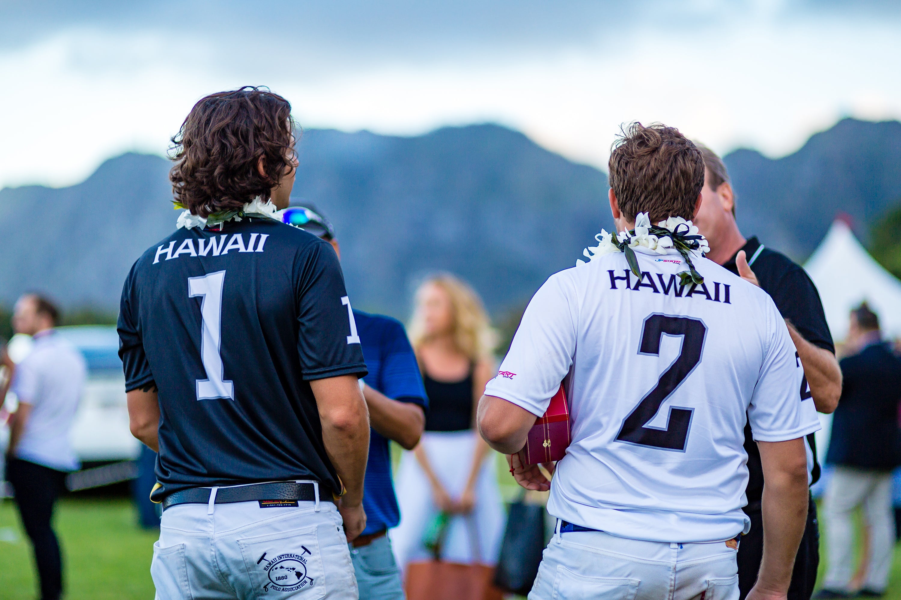 Nano Gracida and  Santi Torres in Hawaii Polo Life Team Jersey's at Hawaii International Polo Association Invitational in Honolulu