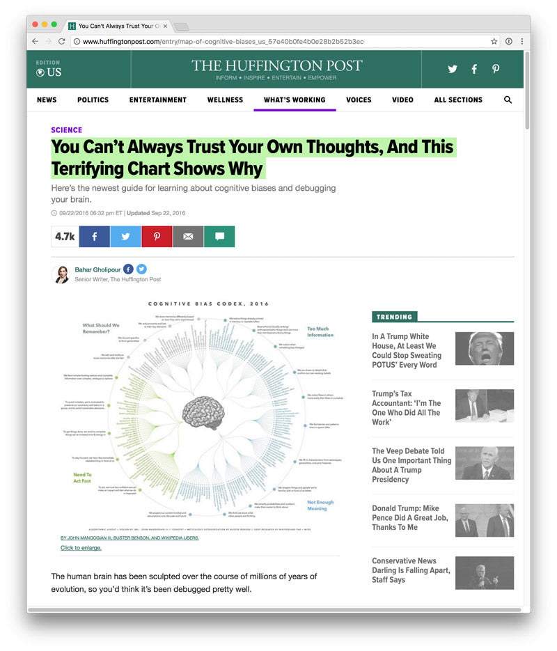 Cognitive Bias poster featured in Huffington Post: Science