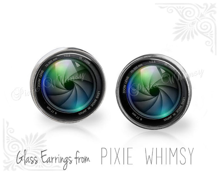 CAMERA LENS Earrings, Camera Lens Stud 