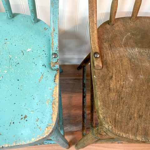 pair of oak chair seats