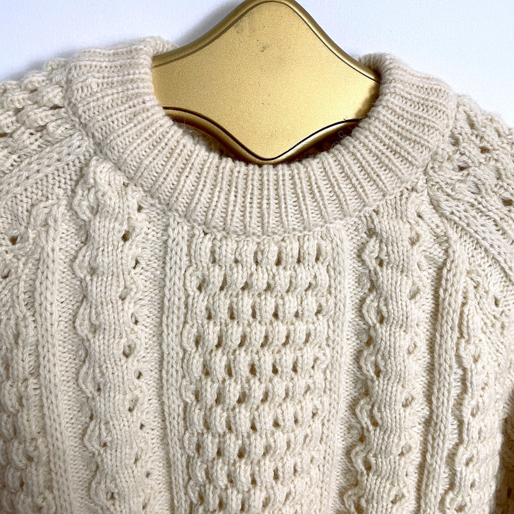 Unisex vintage aran knit fisherman's sweater - size men's medium, women ...