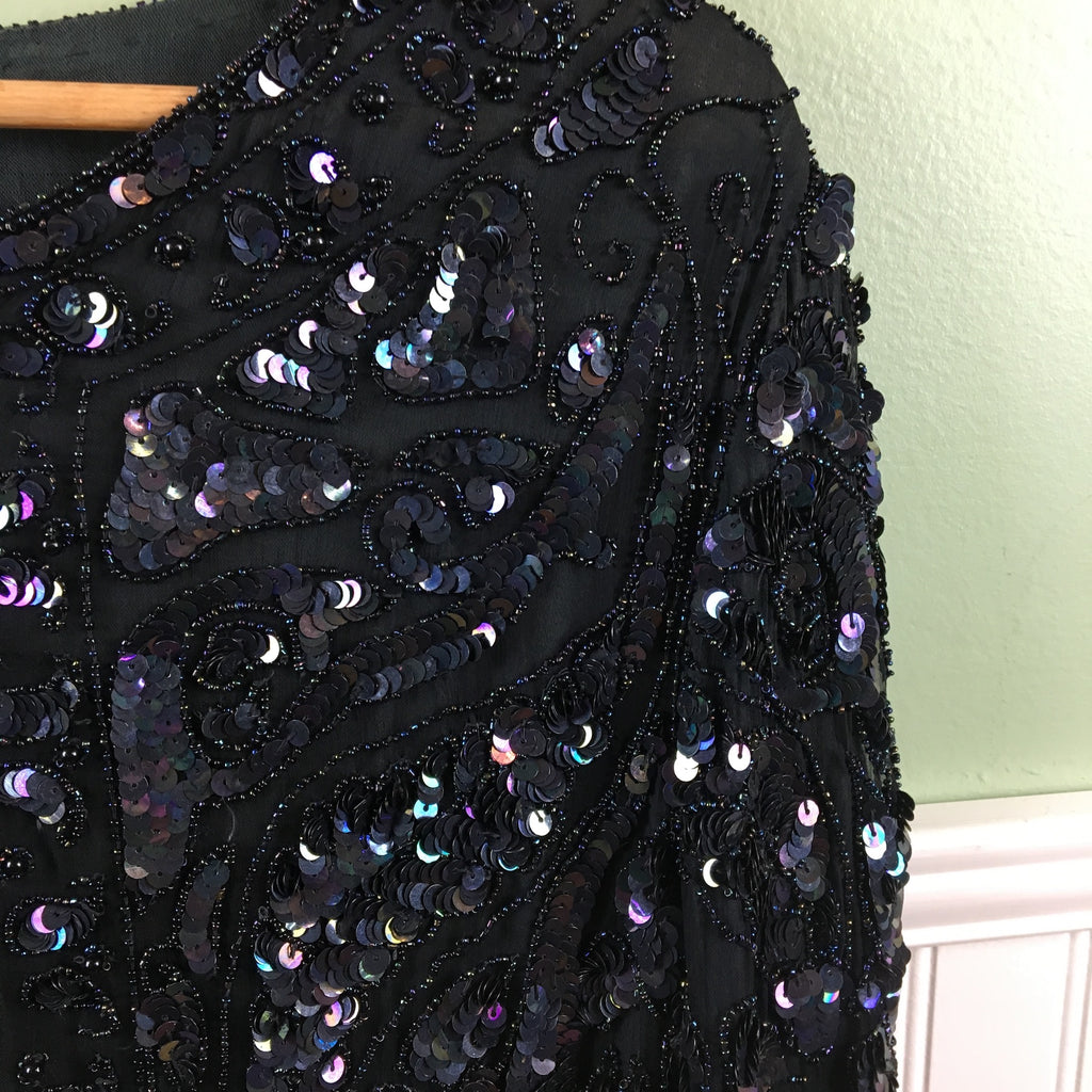 Iridescent beaded black top - vintage 1990s - size small | NextStage ...