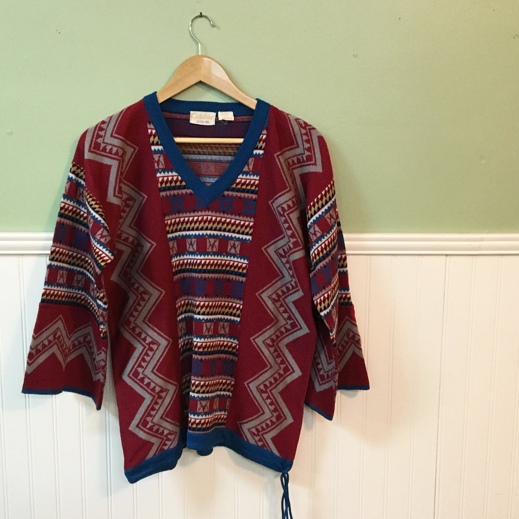 Catalina southwestern knit tunic - 1970s vintage sweater - size medium ...