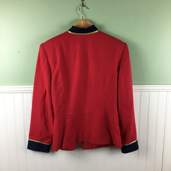 Leslie Fay uniform jacket - cherry red and navy - large - 1970s vintage ...