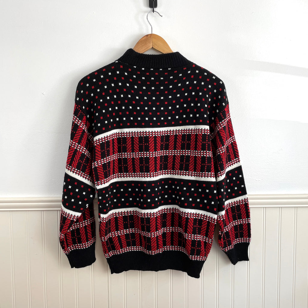 American Pride red white and black plaid intarsia sweater - size medium ...