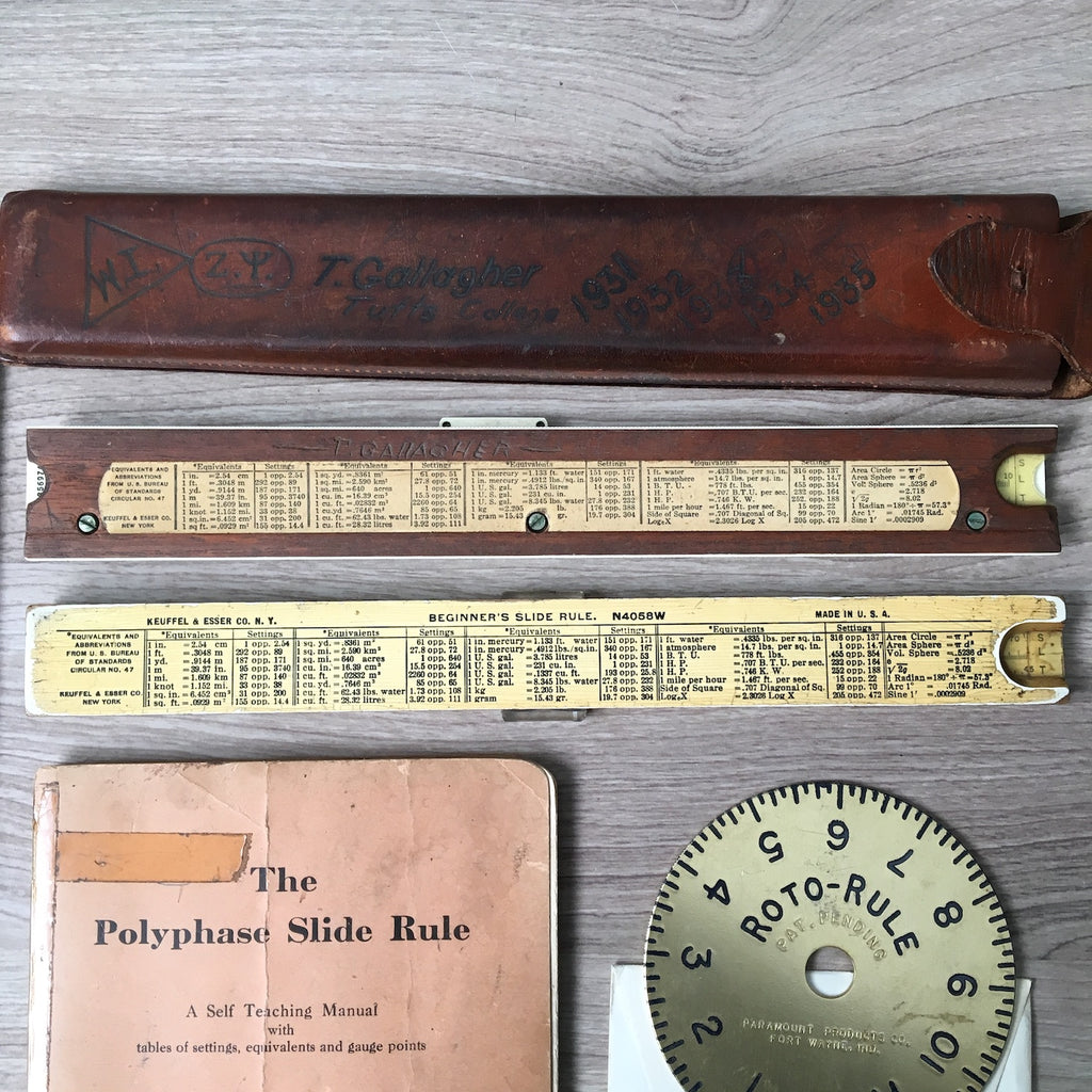 Keuffel & Esser slide rules with book and Paramount Products Roto-Rule ...