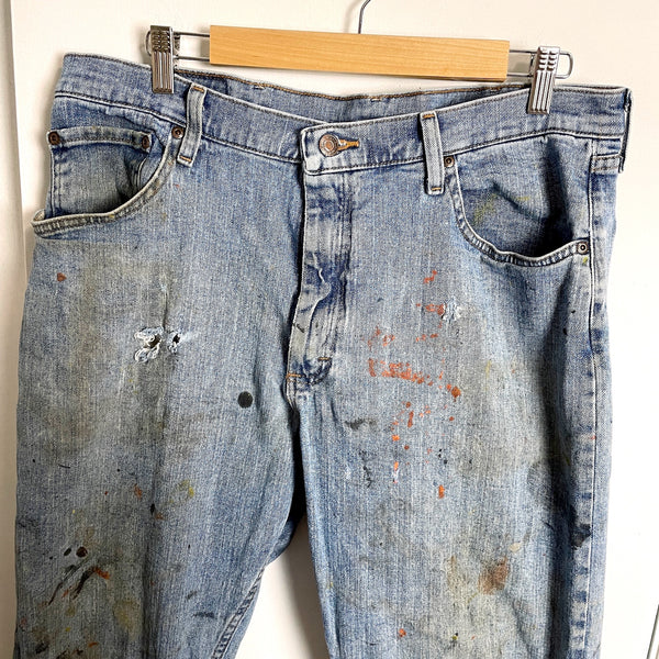 Hard working distressed Wrangler men's jeans - 36x30 relaxed fit |  NextStage Vintage
