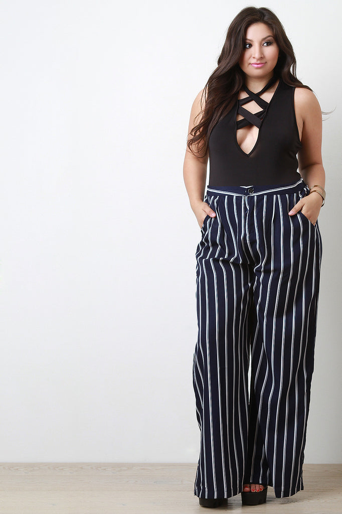 plus size striped pants