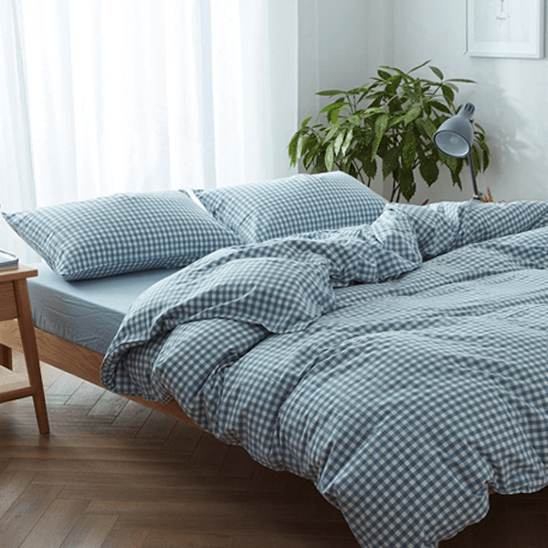 Bedding Sale Gingham Light Blue 100 Pure Cotton