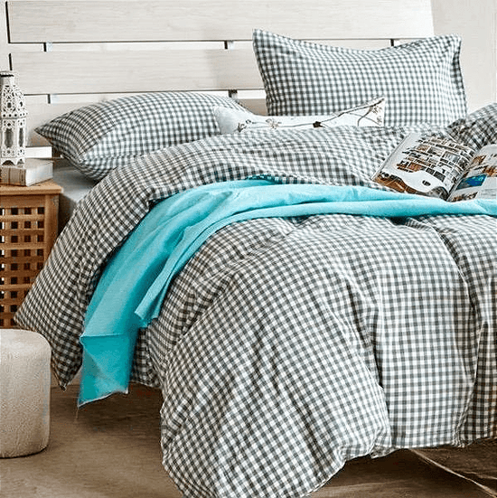 Quilt Cover Bed Gingham Green Gingham 4pce Bonus Bed Sheet