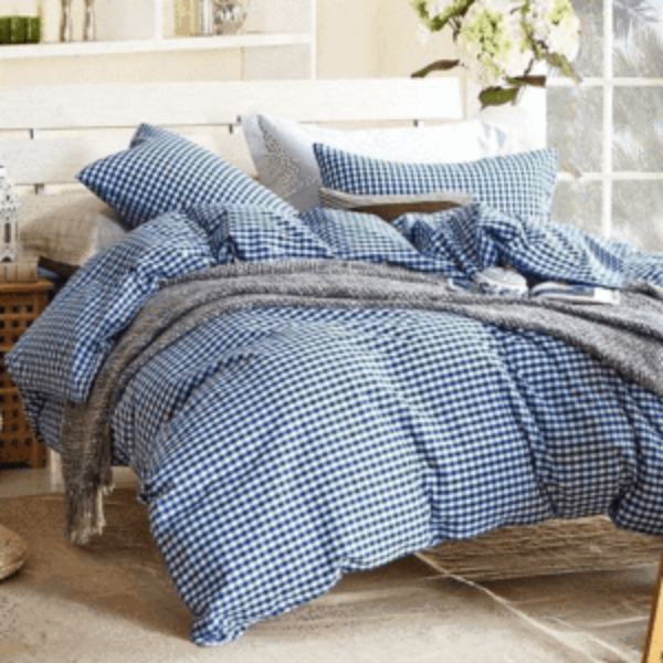 Quilt Cover Queen Bed Gingham Navy Gingham Set 4pce Bonus Bed Sheet