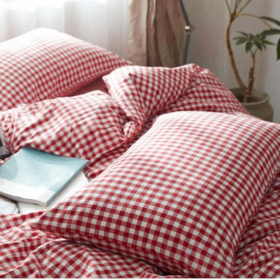 Duvet Covers Gingham Red Gingham 4pce Bonus Bed Sheet