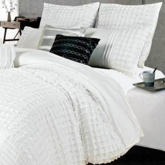 Quilt Cover Set King Size White Pintuck 3pcs Aus Design