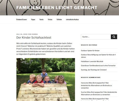 Kinderschlafsack Gewinner - Online Magazin 'FAMILIENLEBEN LEICHT GEMACHT' testete!