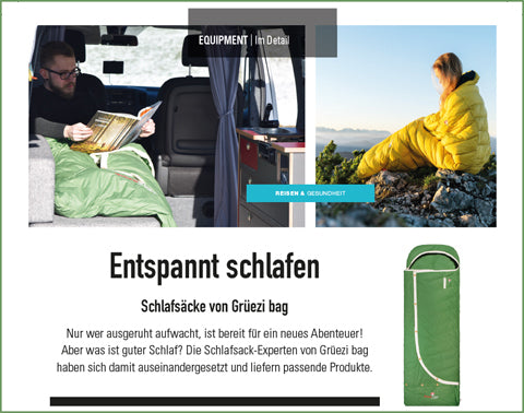 Magazin-Camping&Reisen-Artikel-Entspannt-Schlafen-Grüezi bag-Ausgabe 04-2020