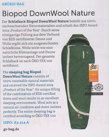Magazine spécialiste du sport commerce numéro 3 fév2019-gruezi bag-schlafsack-Biopod DownWool Nature