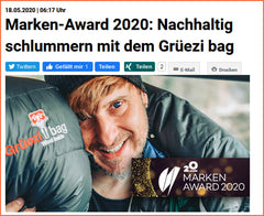 Magazine absatzwirtschaft-Branden Award 2020-Dormir durablement avec le sac Grüezi