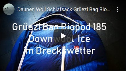 Grüezi bag Biopod DownWool Ice Sleeping Bag Test Video auf Youtube