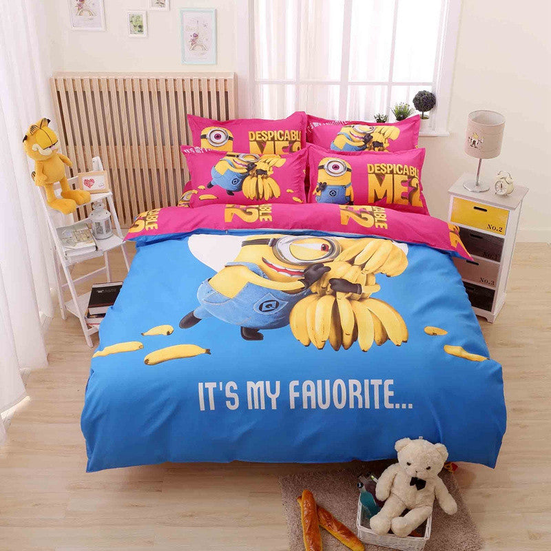 3d Cartoon Minions Hello Kitty Despicable Me Bedding Set 3 4pcs Bed Linen Bedding Duvet Cover Bed Sheet Pillowcase Free Shipping