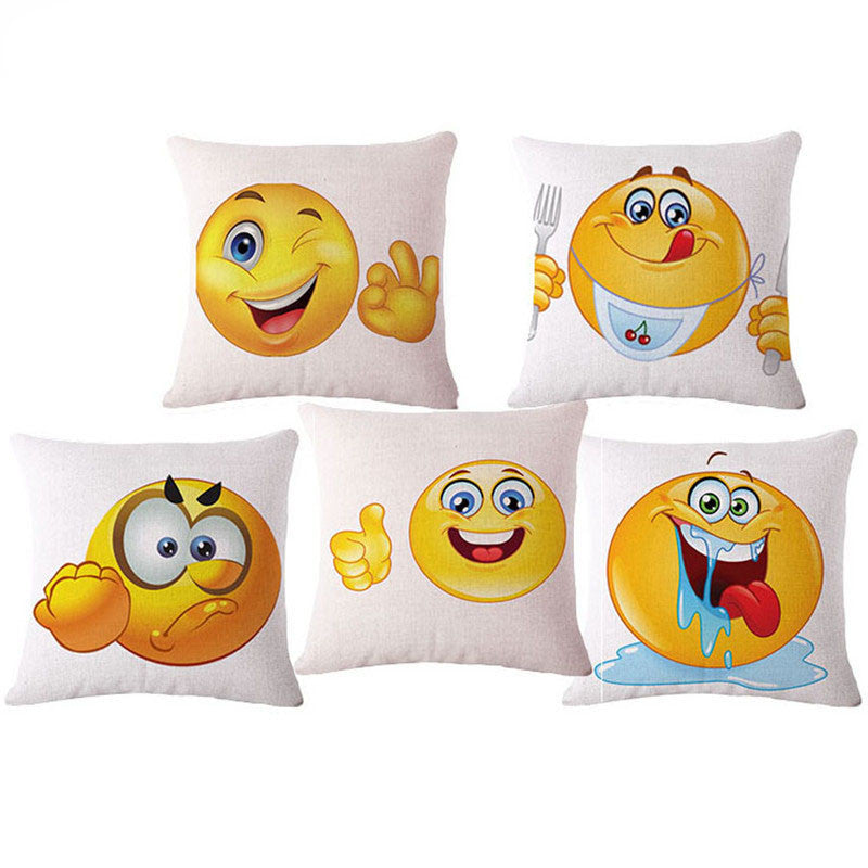 Cute 45 45cm Linen Emoji Pad Cushion With No Filling Emoticon Sofa Chair Decorative Throw Pillow Cojin Coussin Car Decor