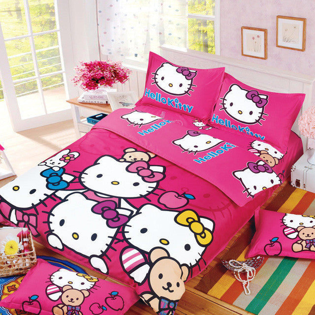 Hello Kitty Bedding Set 3 4pcs Bed Set Include Duvet Cover Bed Sheet Pillowcase For Children Kids Twin Queen Size Free Shipping