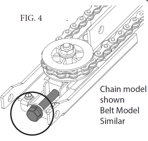 Figure 4, replacing the chain drive sprocket 38415A.S, Genie garage door openers