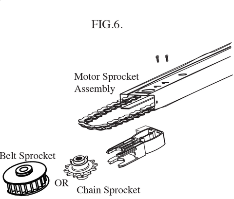 Chain sprocket 37559R.S replacement instructions for Genie garage door opener figure 6