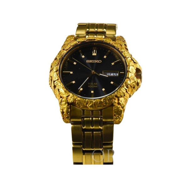 Orocal Seiko Solar Gold Nugget Inlay Watch - DestinationGoldDetectors