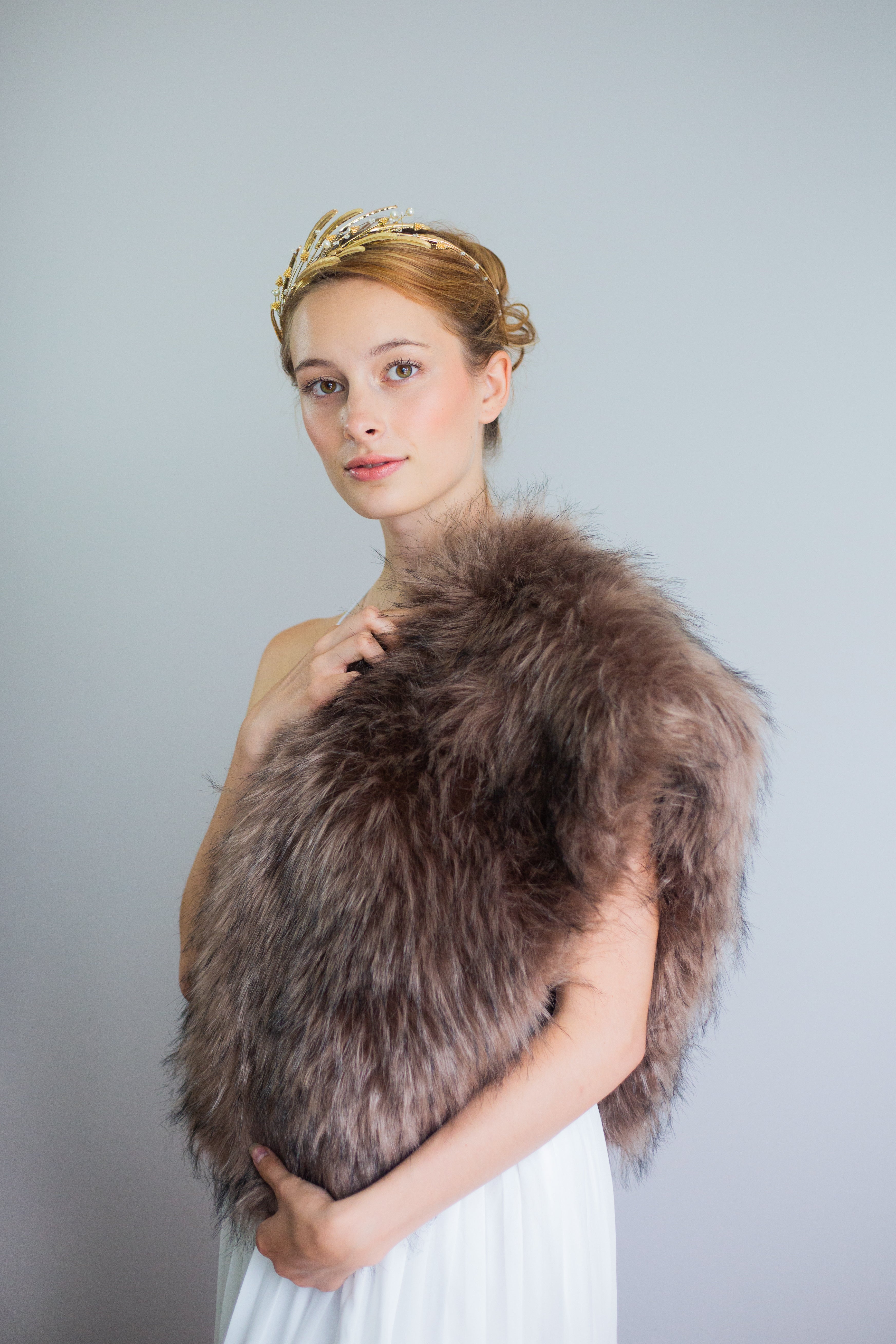 Brown Fur Wrap (Serena DBrw02) – Sissily Designs
