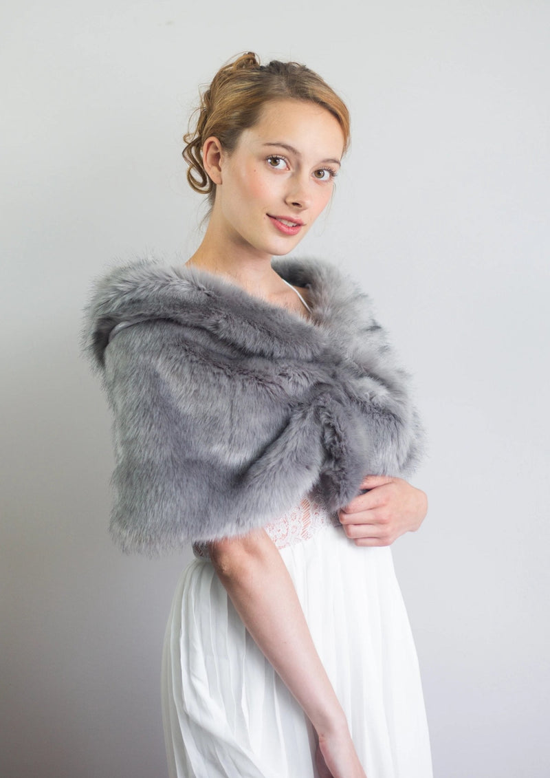 faux fur silver wrap