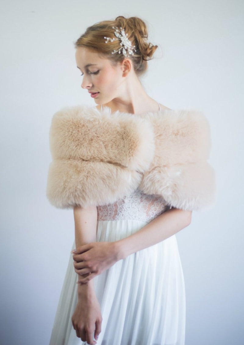 beige fur shawl