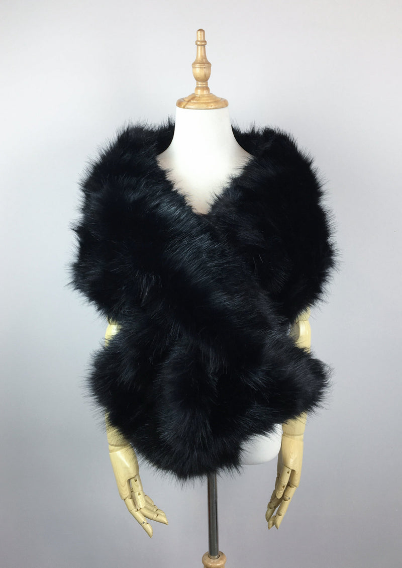 black faux fur shawl