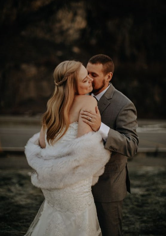 light gray fur shawl