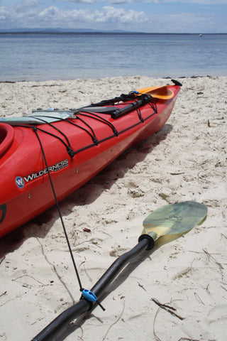 The Shockloc Paddle Leash / Tether is so quick & easy to attach your paddle to your kayak / canoe / boat