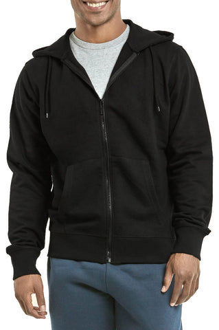 Image of Men's French Terry Cotton Hoodie Full Zip Up Classic Sweatshirt - INOVLI